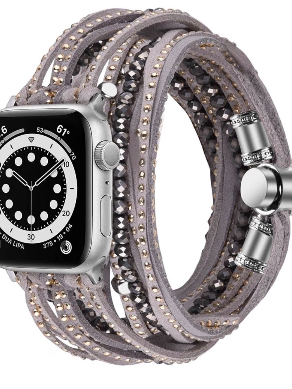 Gray Suede Beaded Multilayer Wrap Apple Watch Band 38/40/41mm NWOT